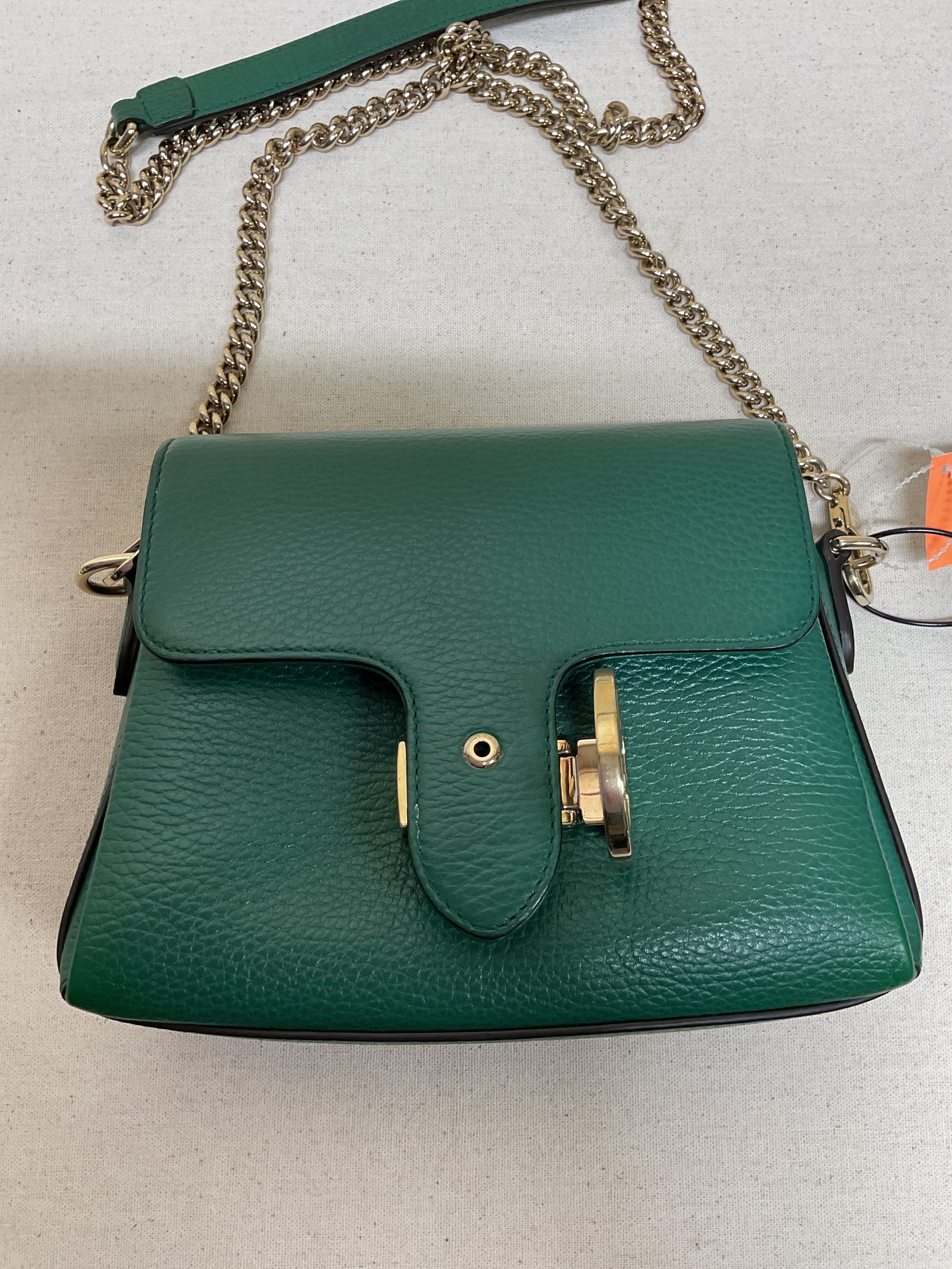 Handbag Luxury Designer By Gucci In Gold & Green, Size:Small