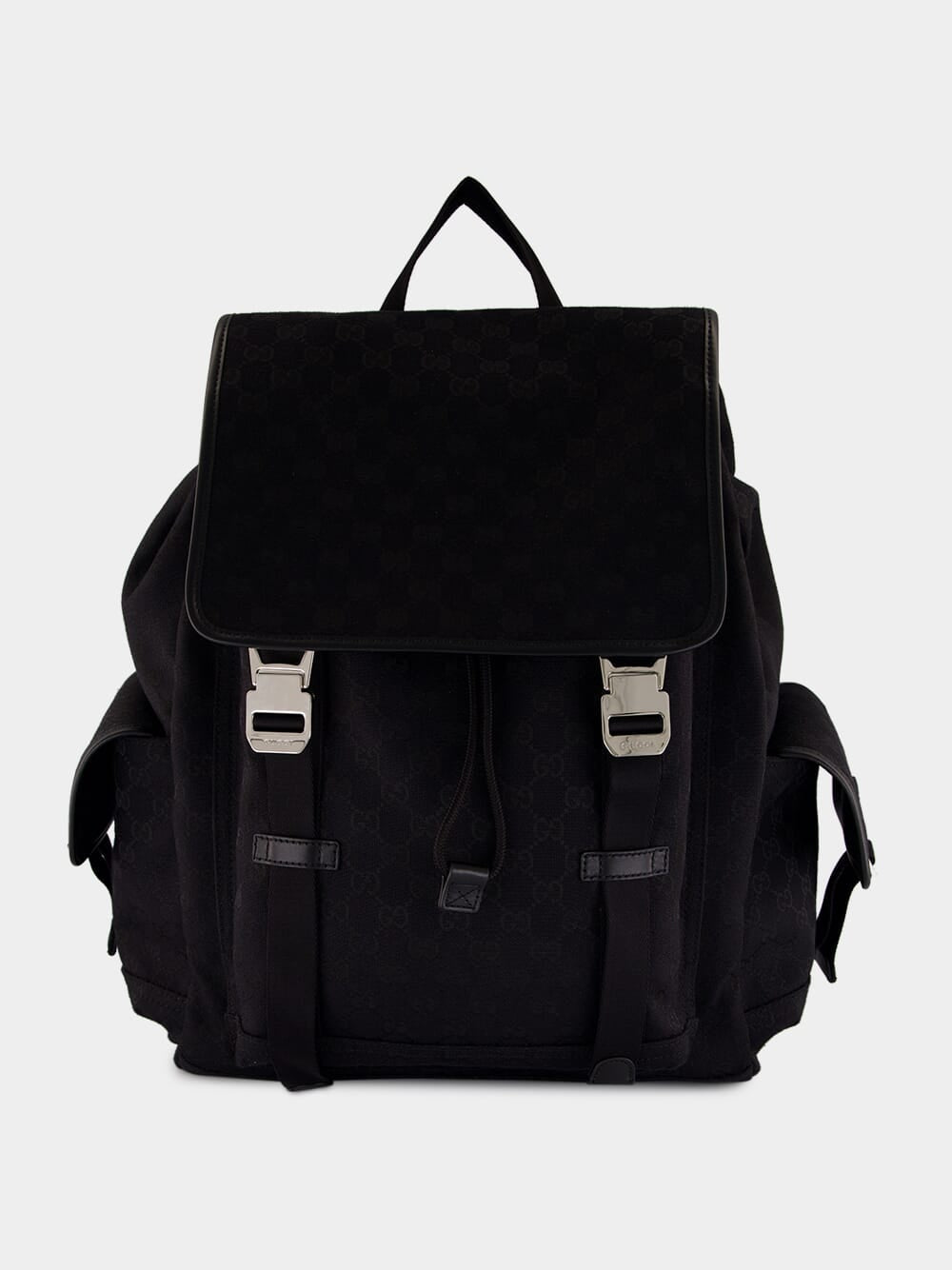 Black GG Canvas Large Backpack