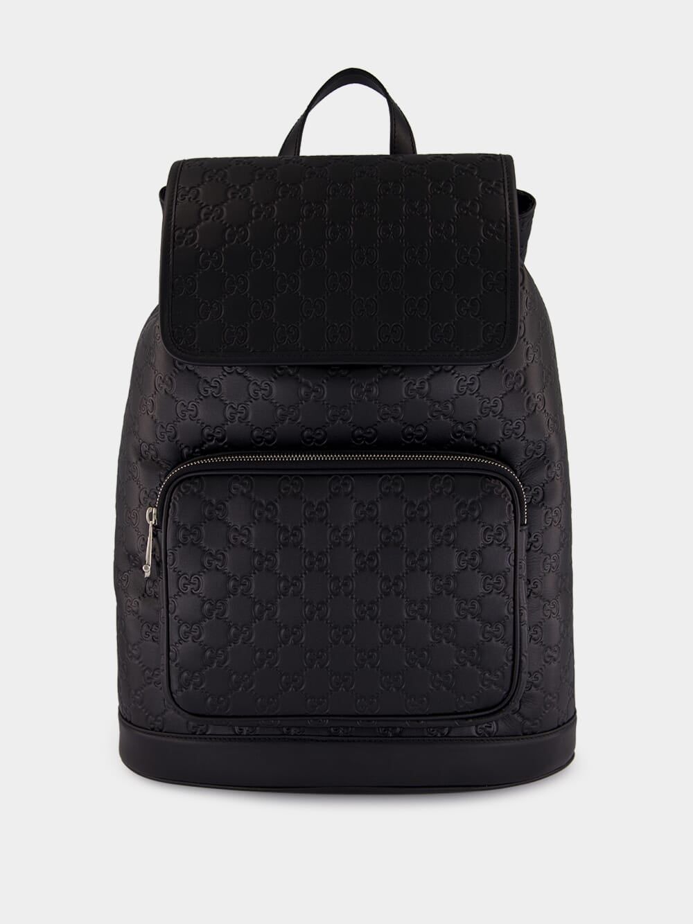 Black GG Embossed Leather Backpack