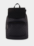 Black GG Embossed Leather Backpack