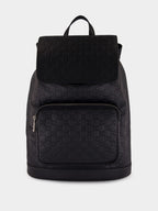Black GG Embossed Leather Backpack
