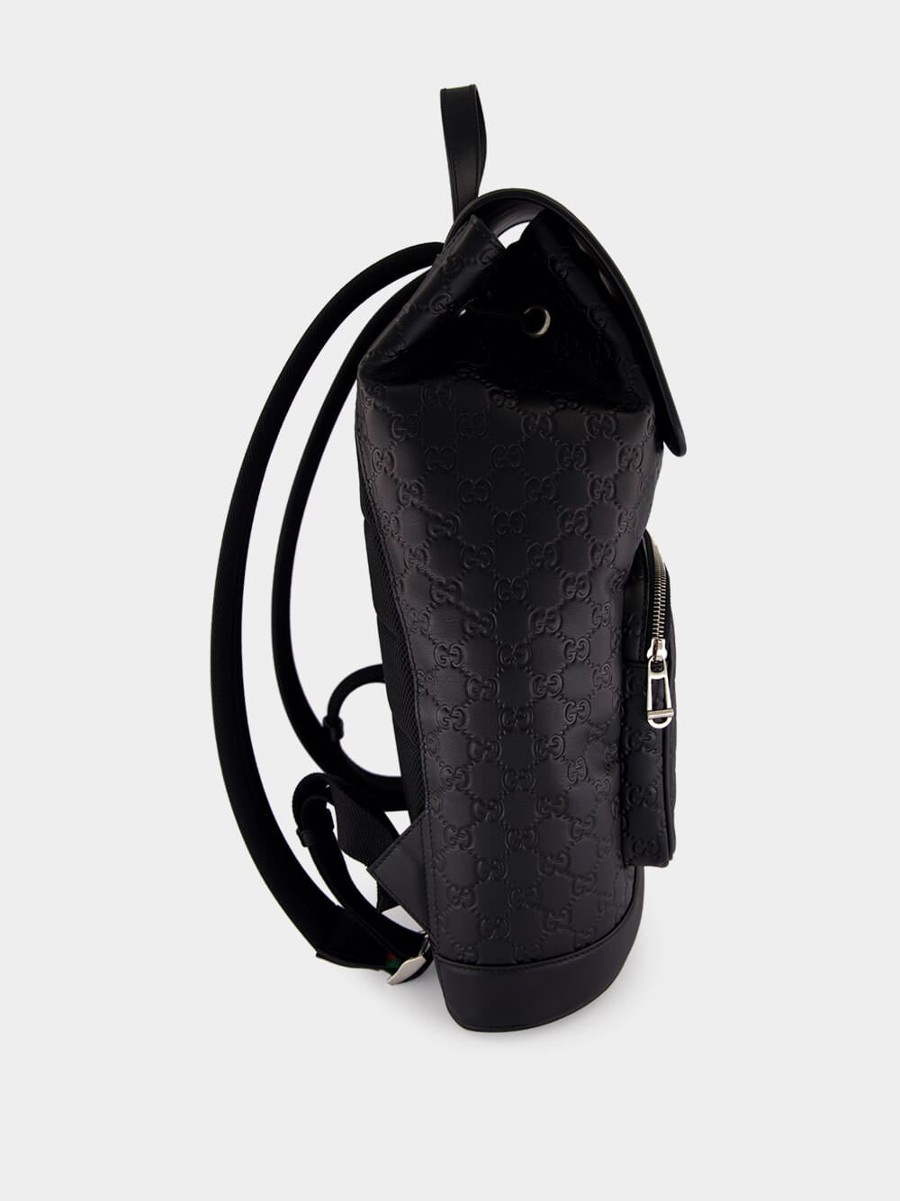 Black GG Embossed Leather Backpack
