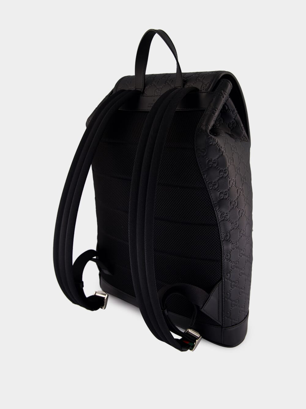 Black GG Embossed Leather Backpack