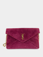 Cassandre Small Suede Chain Pouch in Deep Fuchsia