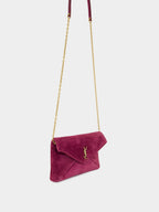 Cassandre Small Suede Chain Pouch in Deep Fuchsia