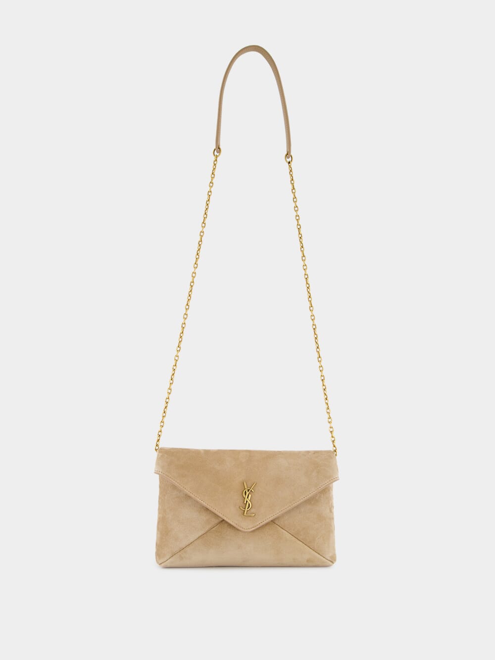Clear Beige Cassandre Suede Chain Pouch
