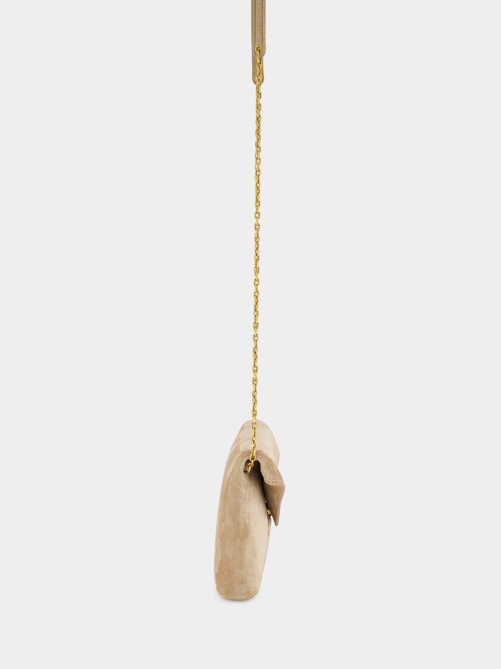 Clear Beige Cassandre Suede Chain Pouch