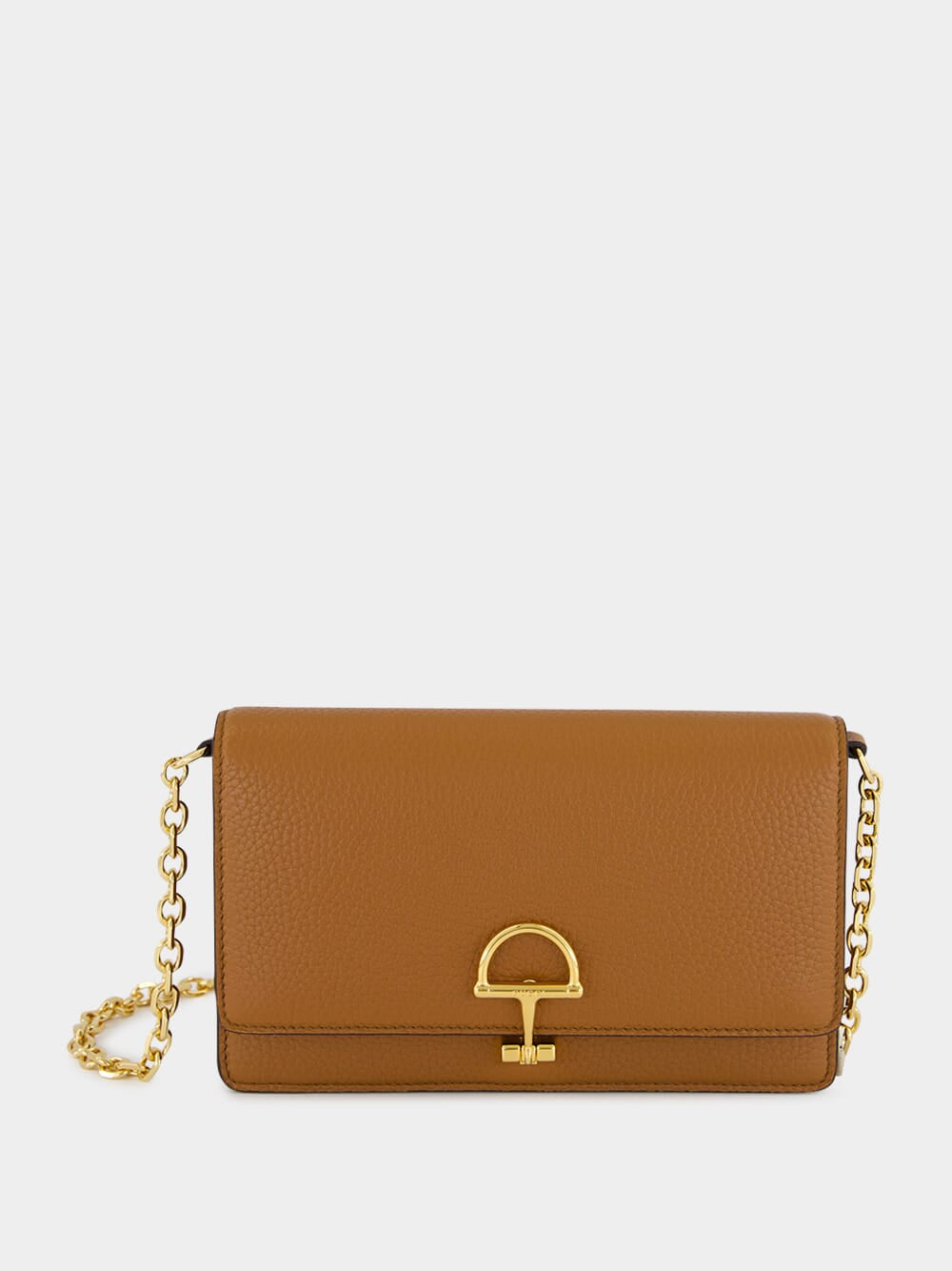 Brown Calfskin Wallet with Removable Chain