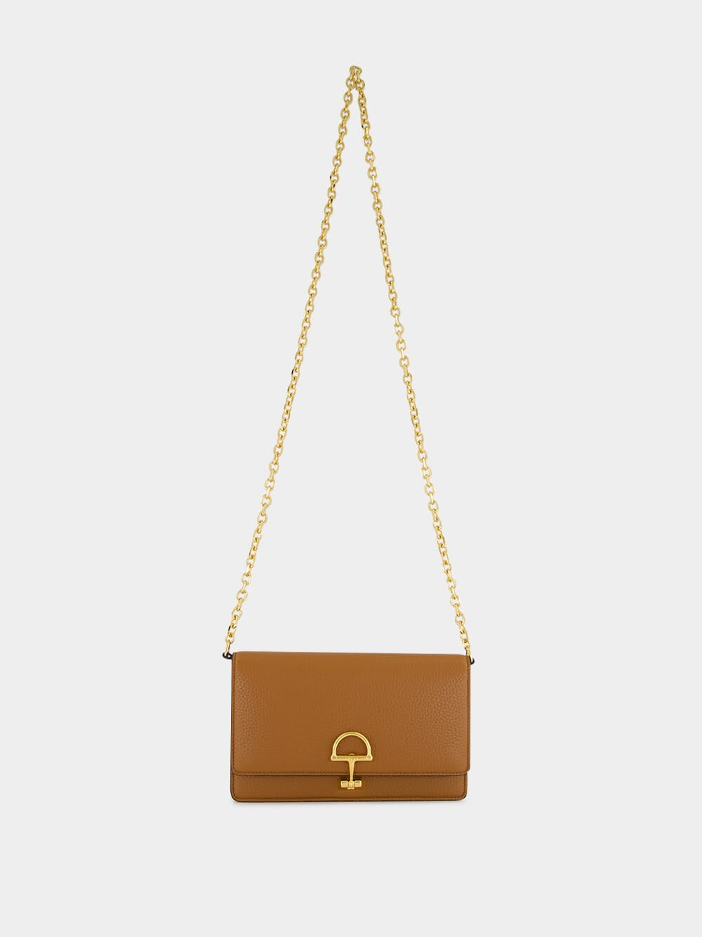 Brown Calfskin Wallet with Removable Chain