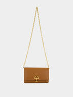 Brown Calfskin Wallet with Removable Chain
