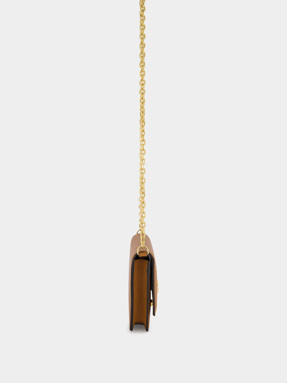 Brown Calfskin Wallet with Removable Chain