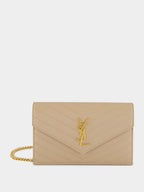 Dark Beige Cassandre Envelope Chain Wallet