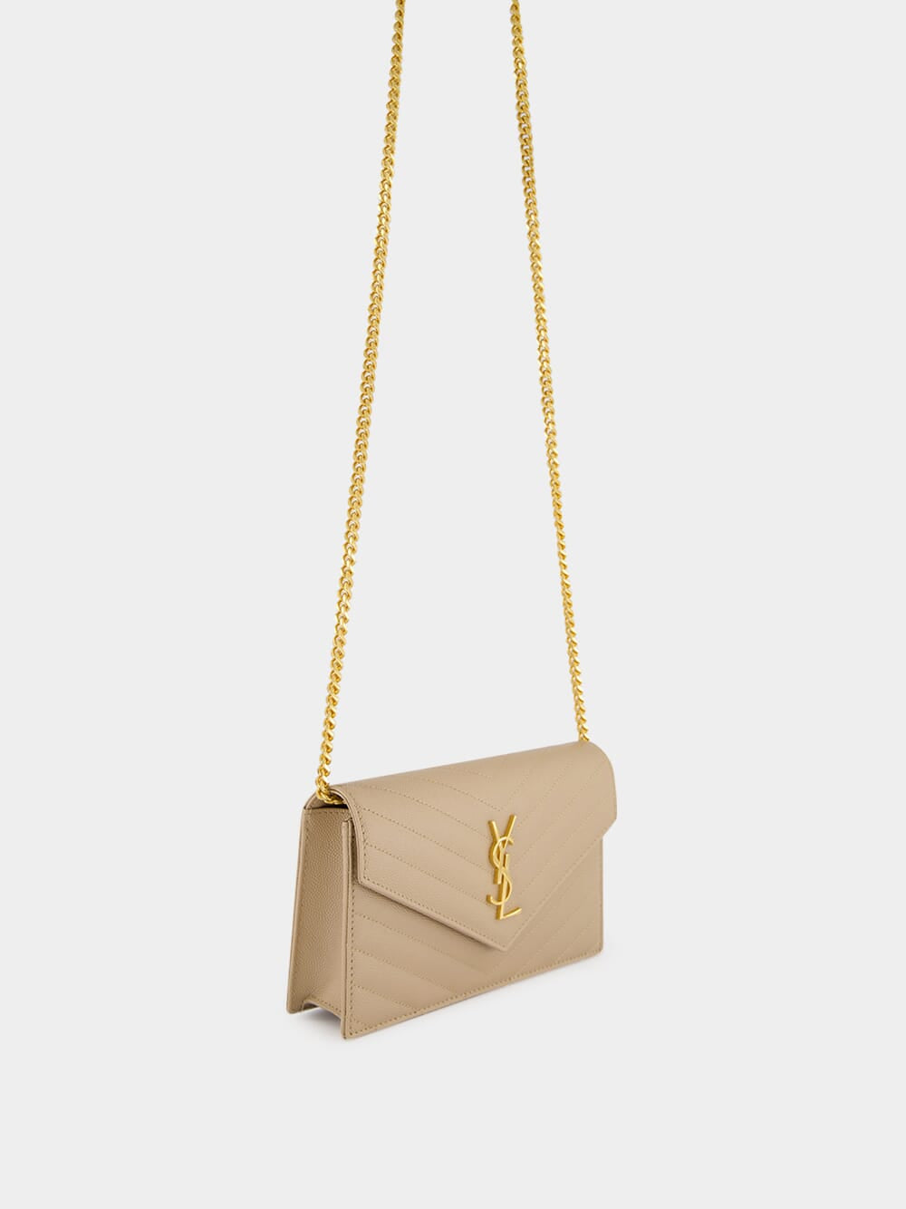 Dark Beige Cassandre Envelope Chain Wallet