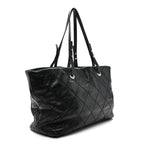 Glazed Calfskin Large On The Road Tote Black