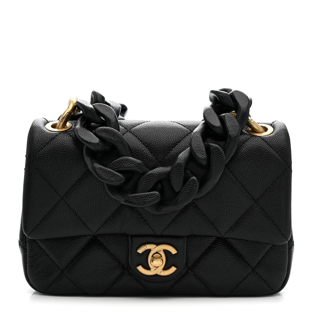 Caviar Quilted Funky Match Mini Flap Black