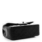 Lambskin Quilted Mini Top Handle Rectangular Flap Black