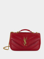 Deep Red Loulou Mini in Lambskin