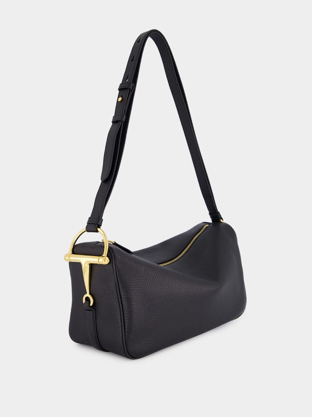 Black Half Horsebit Medium Shoulder Bag