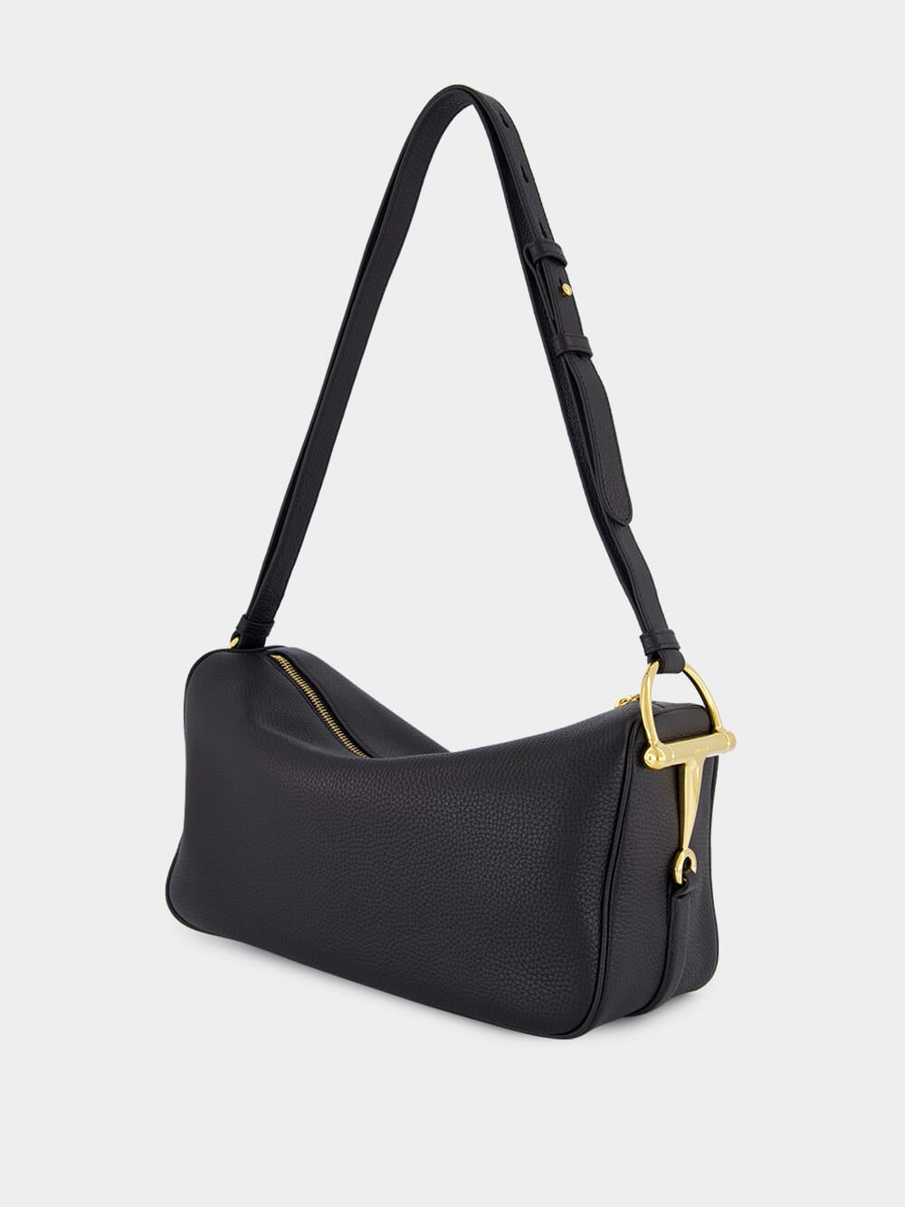 Black Half Horsebit Medium Shoulder Bag