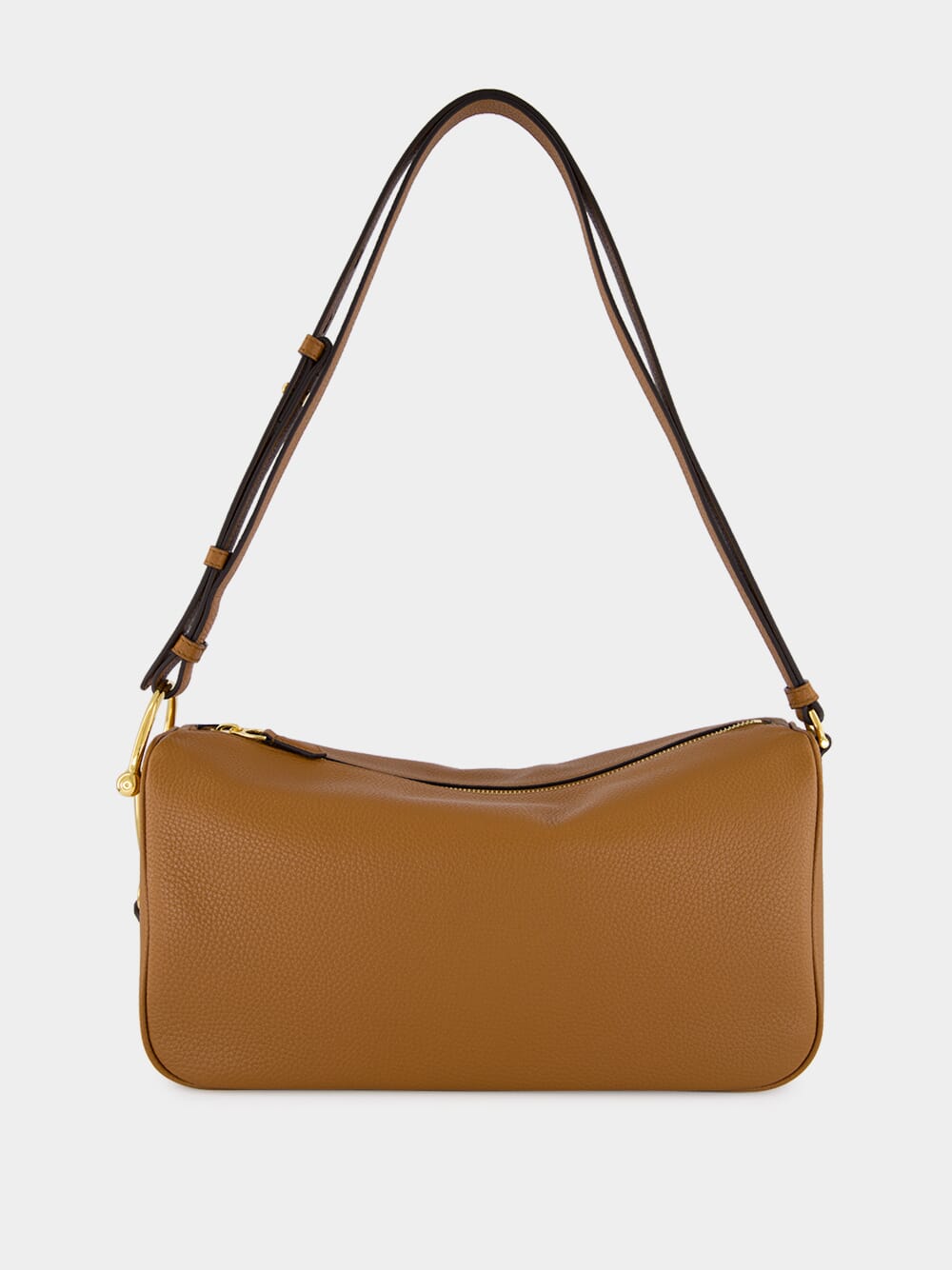Brown Leather Half Horsebit Medium Shoulder Bag