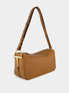 Brown Leather Half Horsebit Medium Shoulder Bag
