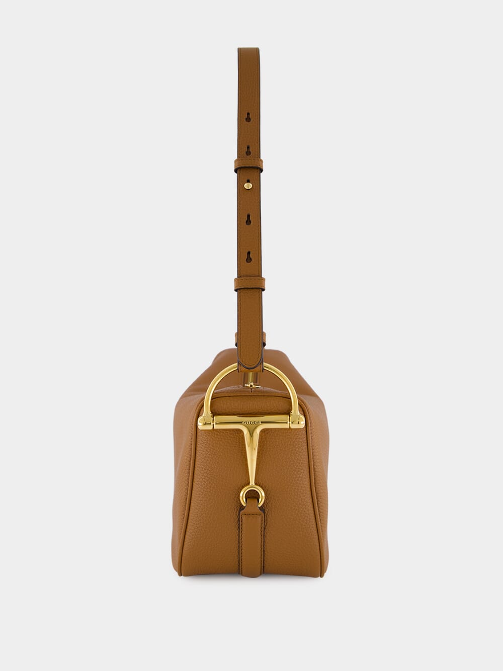 Brown Leather Half Horsebit Medium Shoulder Bag