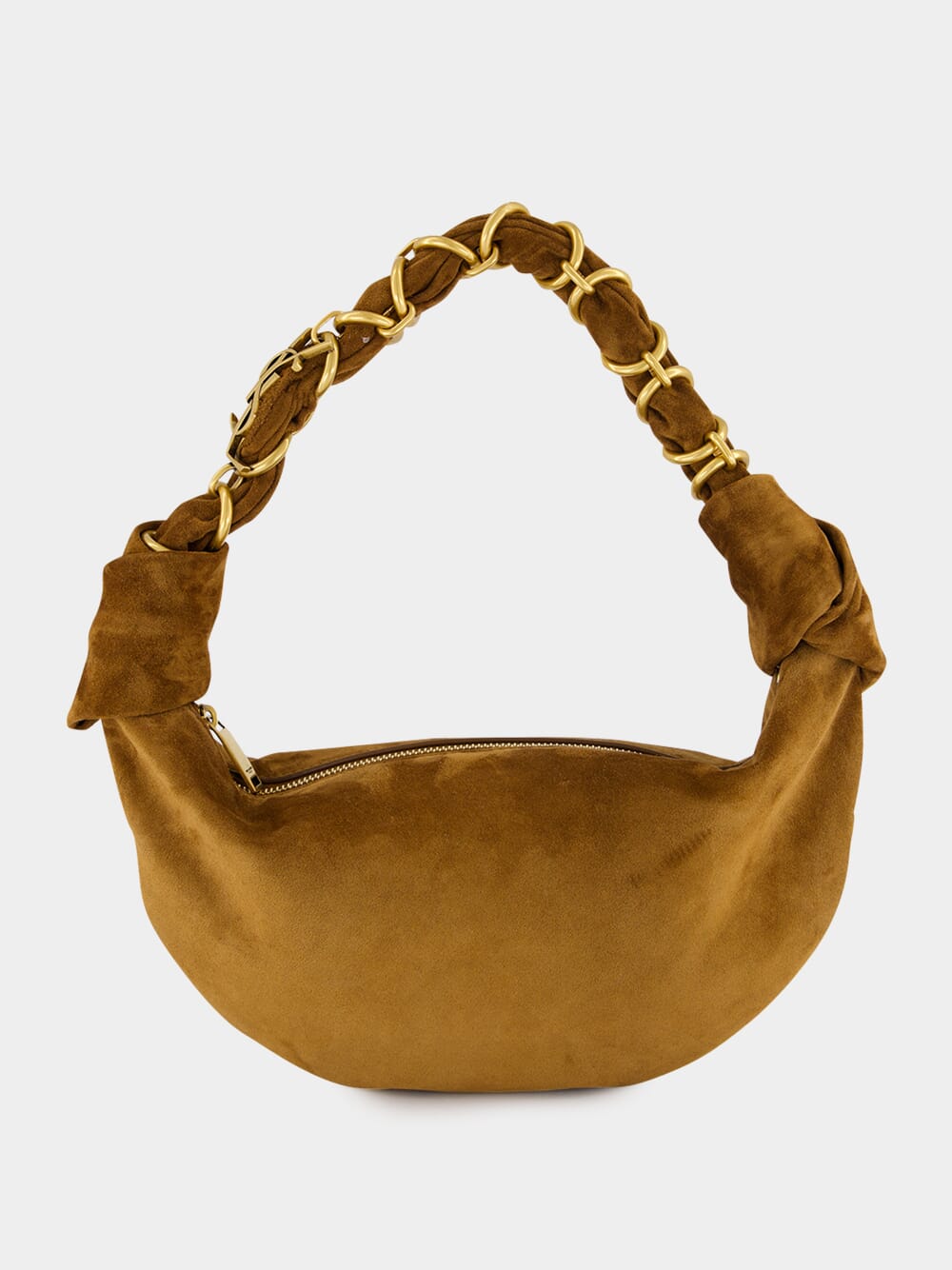 Caramel Cognac Amalia Mini Suede Hobo Handbag