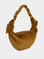 Caramel Cognac Amalia Mini Suede Hobo Handbag