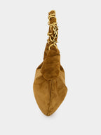 Caramel Cognac Amalia Mini Suede Hobo Handbag