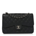 Caviar Quilted Jumbo Double Flap Black