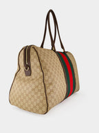 Sand and Brown Medium GG Duffle Bag with Web