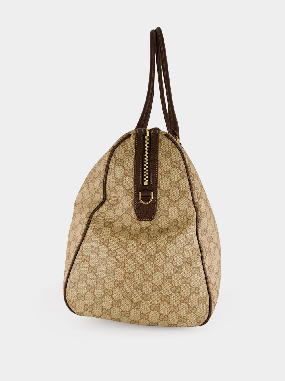 Sand and Brown Medium GG Duffle Bag with Web