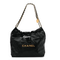 Shiny Calfskin Quilted Small Chanel 22 Black