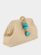 Natural Petra Jute Clutch with Aqua Detail