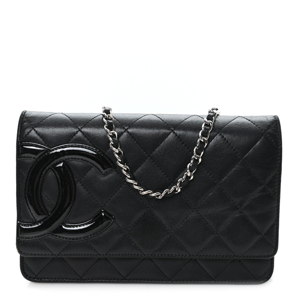Calfskin Quilted Cambon Wallet on Chain WOC Black