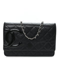 Calfskin Quilted Cambon Wallet on Chain WOC Black