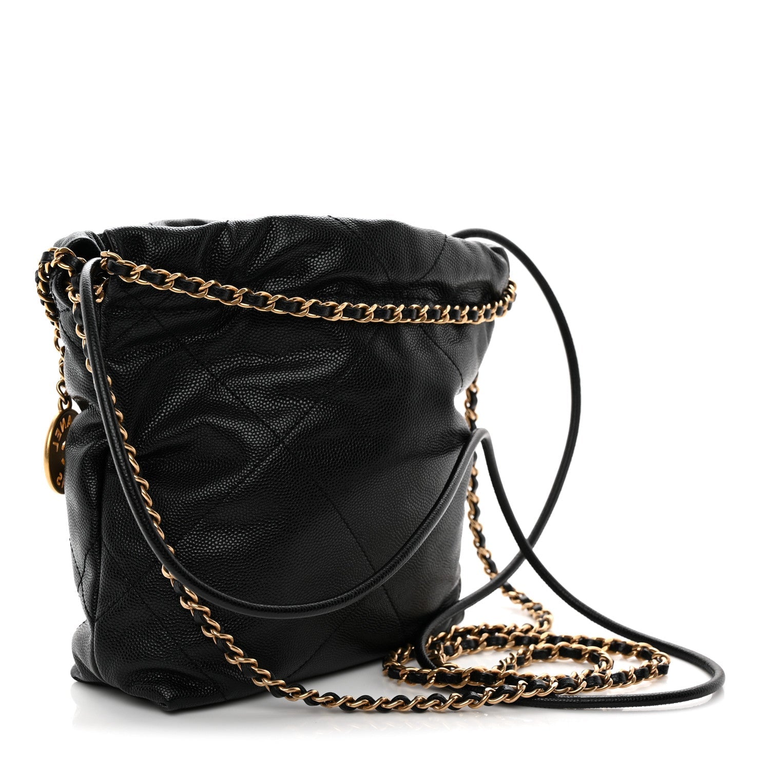 Shiny Caviar Quilted Monochrome Mini Chanel 22 Black