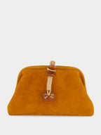 Camel Petra Suede Clutch with Almond Detail
