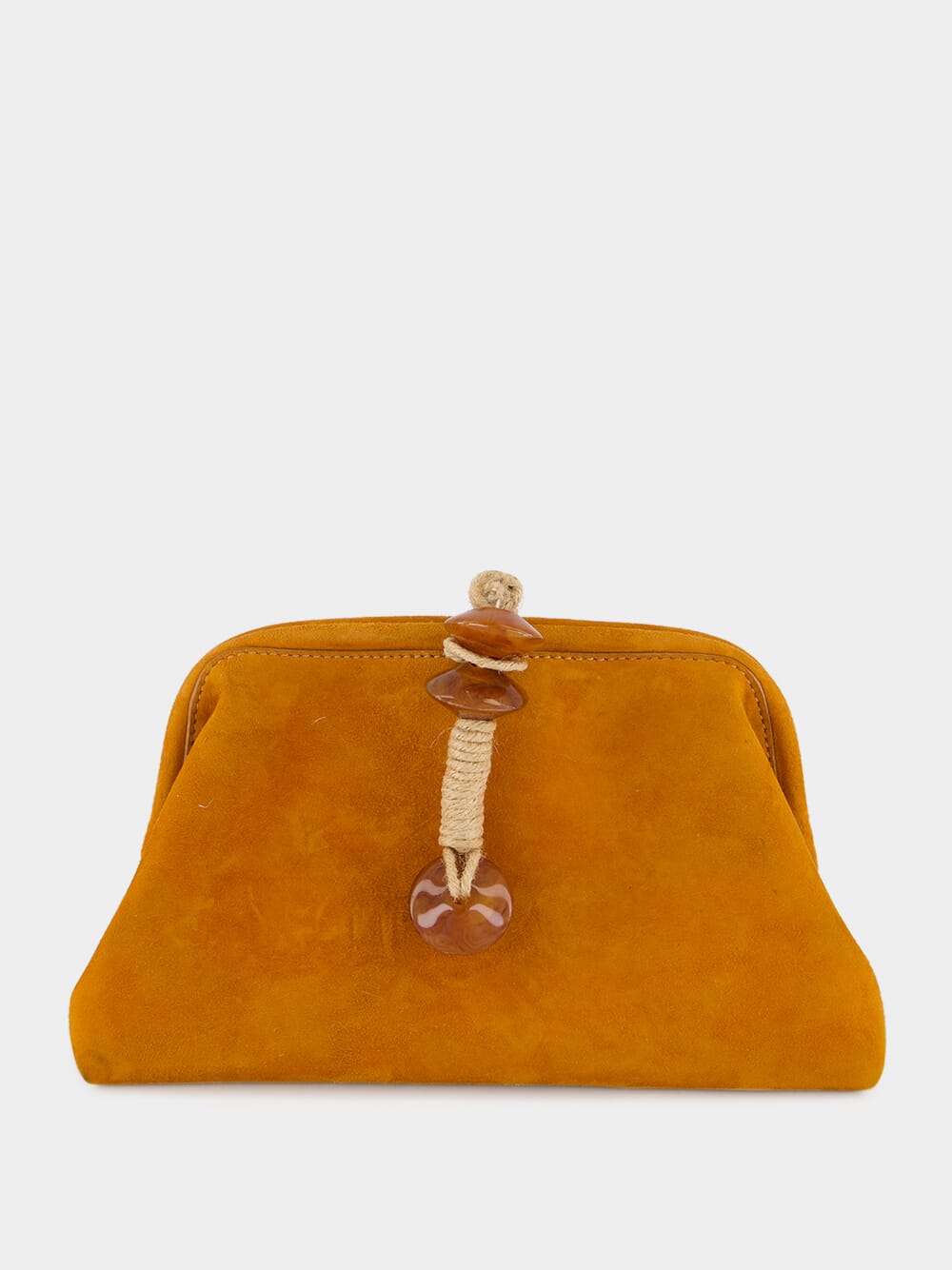 Camel Petra Suede Clutch with Almond Detail