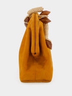 Camel Petra Suede Clutch with Almond Detail