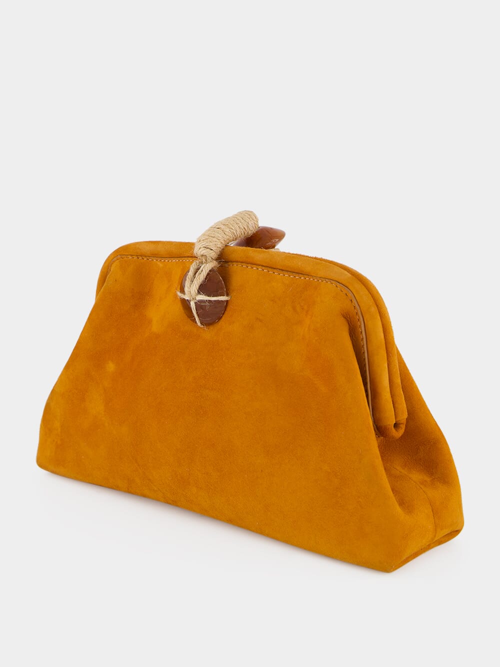 Camel Petra Suede Clutch with Almond Detail