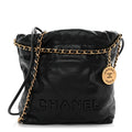 Shiny Caviar Quilted Monochrome Mini Chanel 22 Black