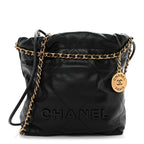 Shiny Caviar Quilted Monochrome Mini Chanel 22 Black