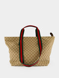 Sand and Brown GG Medium Tote Bag in Canvas