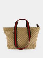 Sand and Brown GG Medium Tote Bag in Canvas