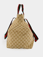 Sand and Brown GG Medium Tote Bag in Canvas