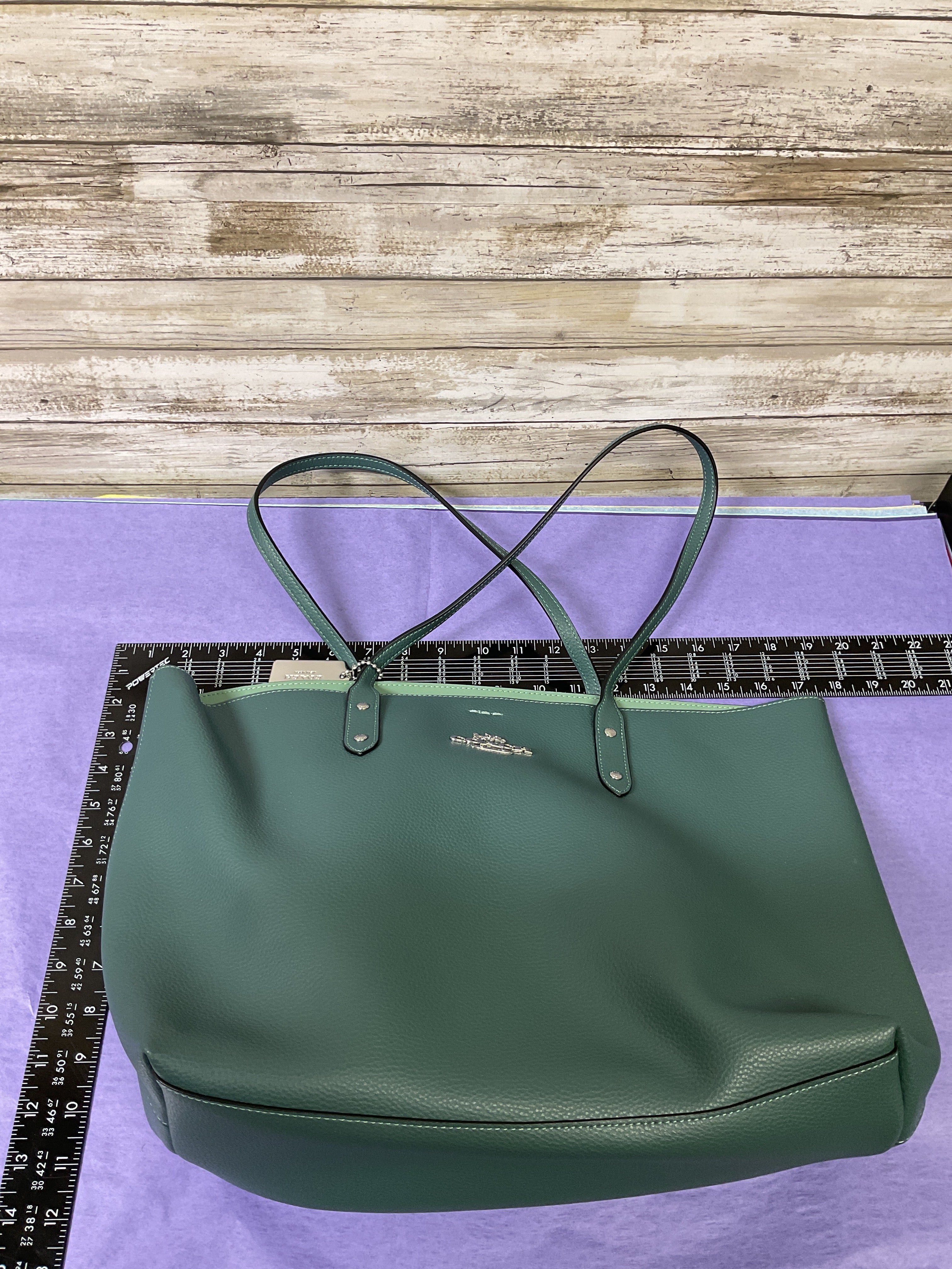 Handbag Designer By Coach In Green, Size:Large