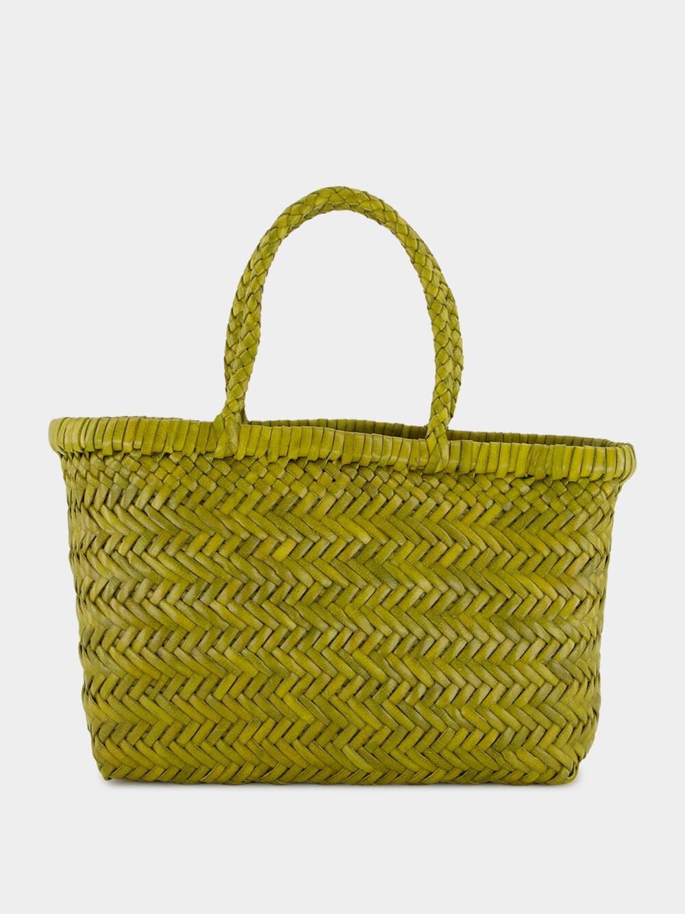 Bamboo Green Mini Flat Gora Leather Tote