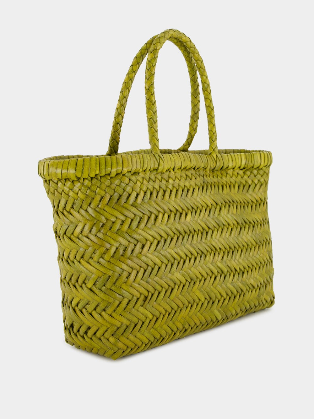 Bamboo Green Mini Flat Gora Leather Tote