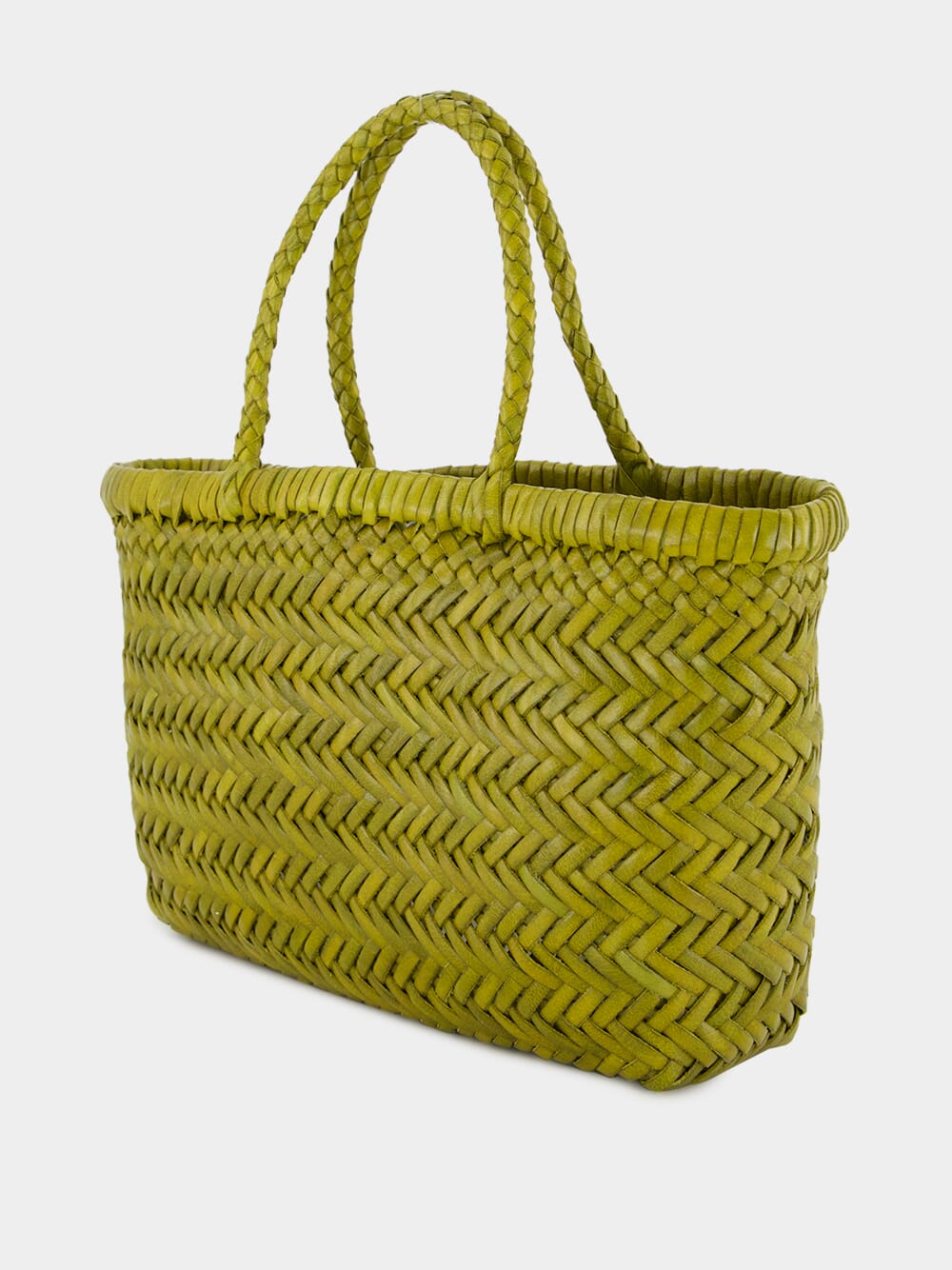 Bamboo Green Mini Flat Gora Leather Tote